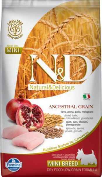 Farmina N&D Natural & Delicious Low Grain Mini Adult Chicken & Pomegranate Dry Dog Food