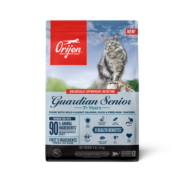 Orijen Dry Senior Cat Food Grain Free Premium High Protein Fresh & Raw Animal Ingredient Guardian Senior