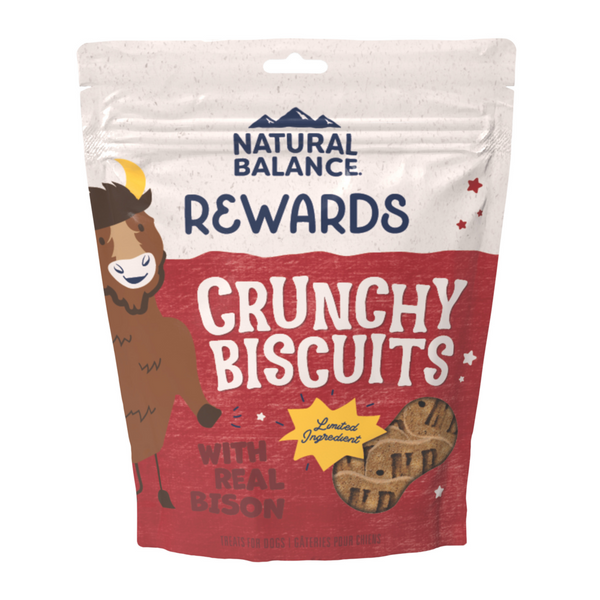 Natural Balance Rewards Crunchy Biscuits Dog Treats for Small Breeds with Real Bison