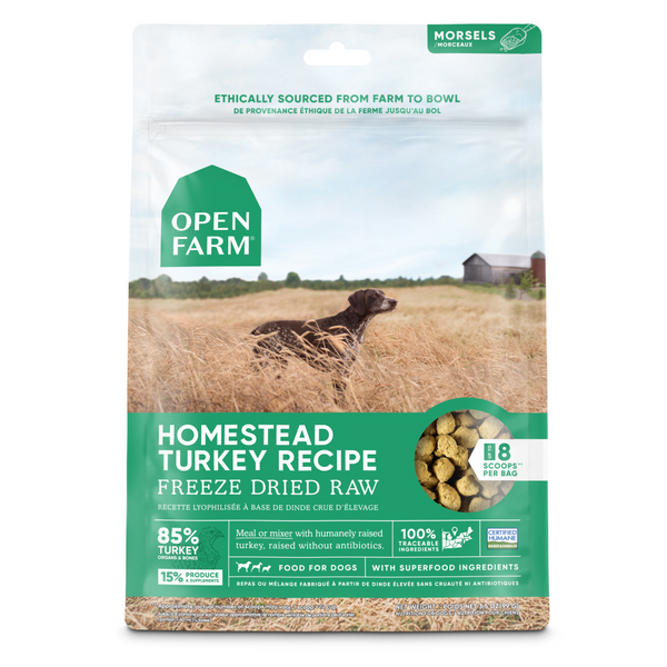 Open Farm Grain Free Homestead Turkey Morsels Freeze Dried Raw Dog Food