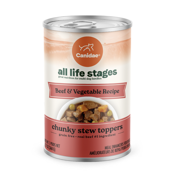 Canidae All Life Stages Wet Dog Food, Chunky Stew Toppers, Beef & Vegetable Recipe, 12.7 oz.