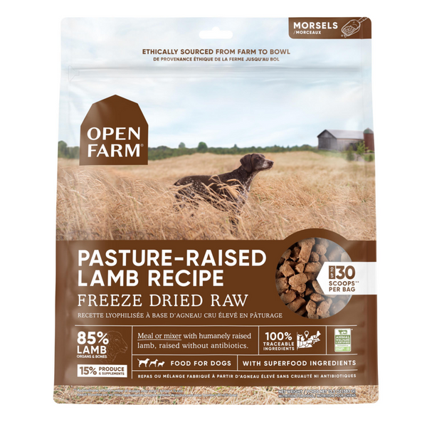 Open Farm Grain Free Pasture Raised Lamb Morsels Freeze Dried Raw Dog Food