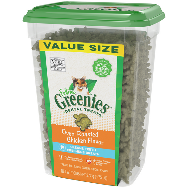 Feline Greenies Adult Dental Oven Roasted Chicken Flavor Cat Treats
