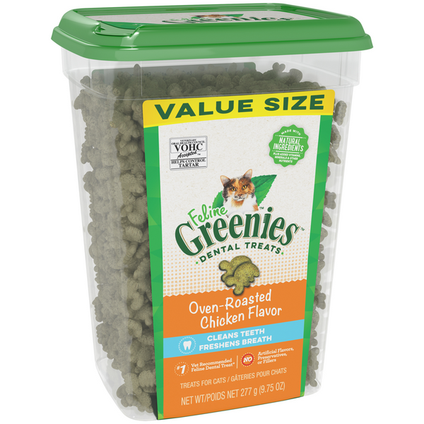 Feline Greenies Adult Dental Oven Roasted Chicken Flavor Cat Treats