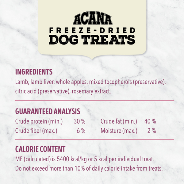 Acana Singles Freeze Dried Dog Treats Grain Free Lamb & Apple Recipe