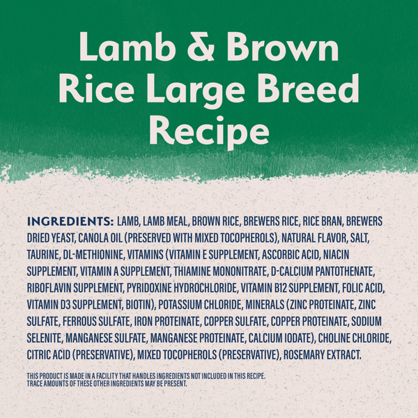 Natural Balance Limited Ingredient Dry Dog Food, Large Breed Lamb & Brown Rice Recipe