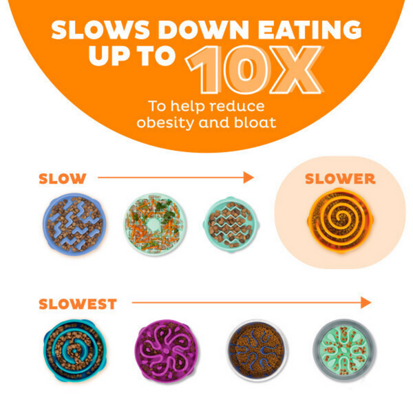 Outward Hound Fun Feeder Orange Swirl Dog Bowl