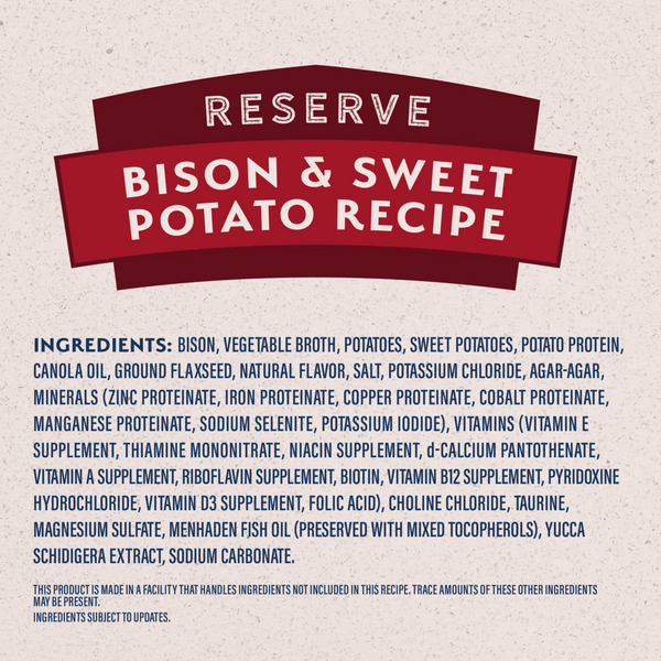 Natural Balance Limited Ingredient Reserve Wet Dog Food, Bison & Sweet Potato Recipe