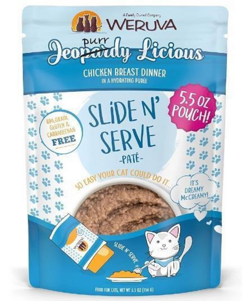 Weruva Slide N' Serve Grain Free Jeopurrdy Licious Chicken Dinner Wet Cat Food Pouch
