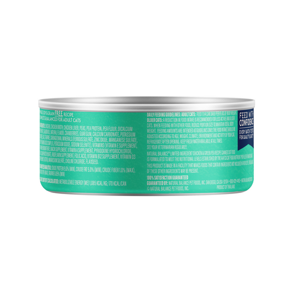 Natural Balance Limited Ingredient Wet Cat Food, Chicken & Green Pea Pate Recipe