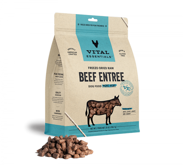 Vital Essentials Freeze Dried Grain Free Beef Mini Nibs Entree for Dogs Food