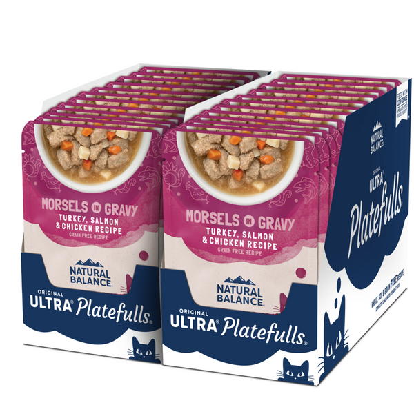 Natural Balance Original Ultra Platefulls Wet Cat Food, Turkey, Salmon & Chicken Morsels in Gravy Recipe