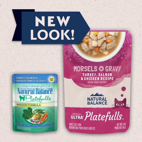 Natural Balance Original Ultra Platefulls Wet Cat Food, Turkey, Salmon & Chicken Morsels in Gravy Recipe