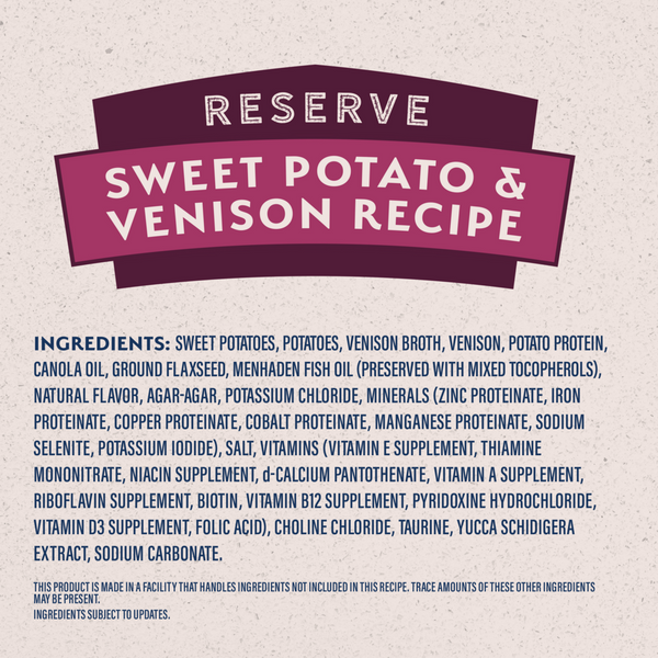 Natural Balance Limited Ingredient Reserve Wet Dog Food, Sweet Potato & Venison Recipe