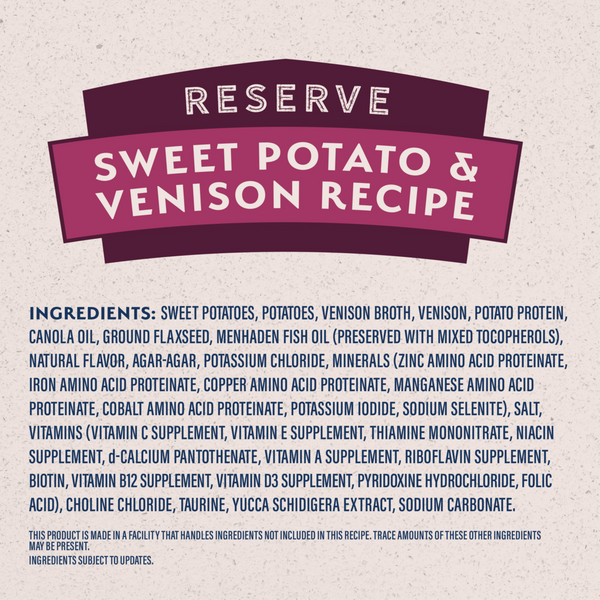 Natural Balance Limited Ingredient Reserve Wet Dog Food, Sweet Potato & Venison Recipe