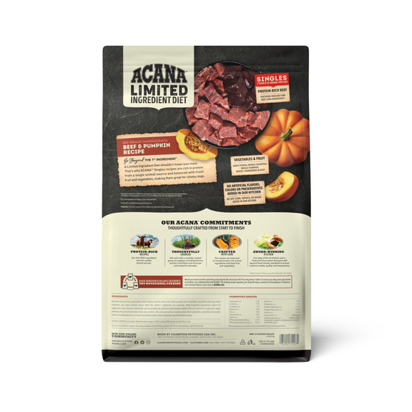 ACANA Singles, Beef & Pumpkin Recipe, Limited Ingredient Diet Dry Dog Food