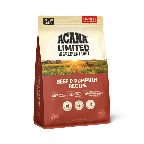 ACANA Singles, Beef & Pumpkin Recipe, Limited Ingredient Diet Dry Dog Food