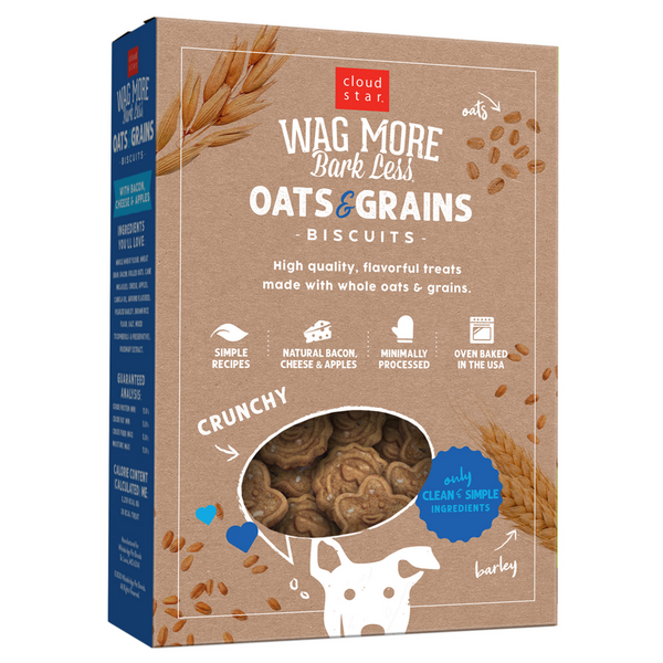 Cloud Star Wag More Bark Less Oats & Grains Crunchy Bacon & Cheese & Apples Dog Treats