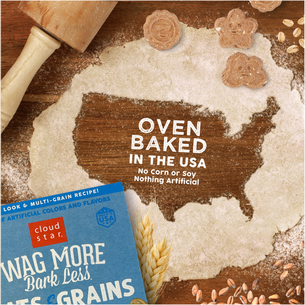 Cloud Star Wag More Bark Less Oats & Grains Crunchy Bacon & Cheese & Apples Dog Treats