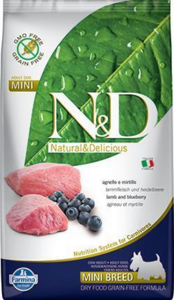 Farmina Prime N&D Natural & Delicious Grain Free Mini Adult Lamb & Blueberry Dry Dog Food