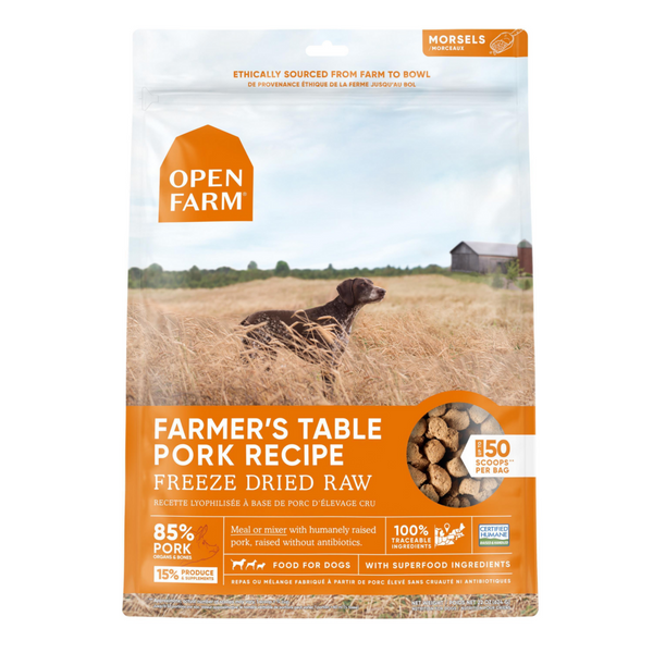 Open Farm Grain Free Farmer's Table Pork Morsels Freeze Dried Raw Dog Food