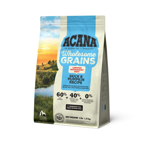 Acana Wholesome Grains, Duck & Pumpkin Recipe, Limited Ingredient Diet Dry Dog Food