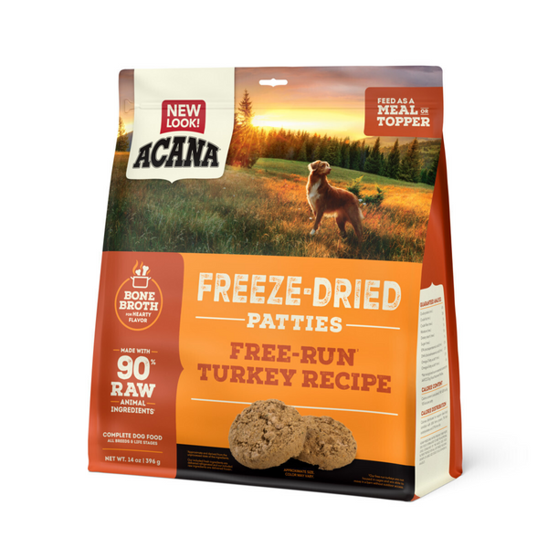 ACANA Freeze Dried Dog Food & Topper, Grain Free, High Protein,  Fresh & Raw Animal Ingredients, Free-Run Turkey Recipe, Patties