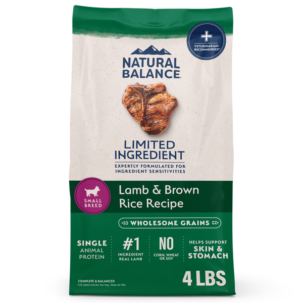 Natural Balance Limited Ingredient Dry Dog Food, Lamb & Brown Rice Small Breed Bites Recipe