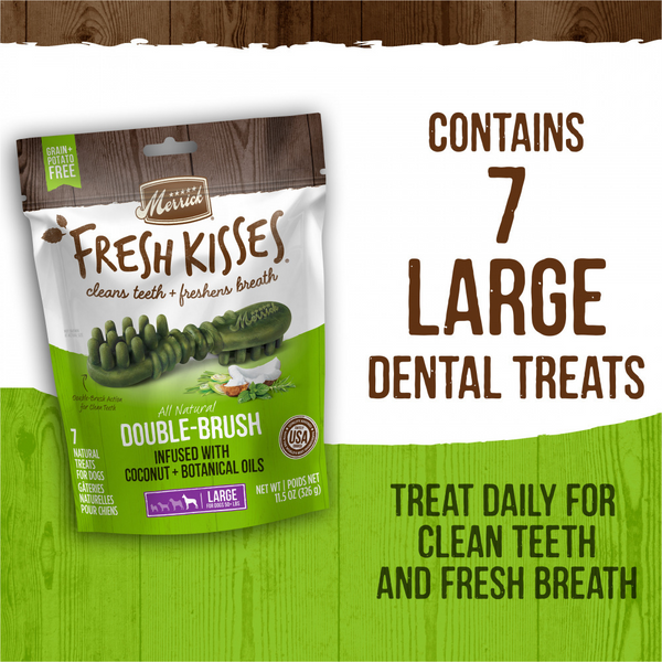 Merrick Fresh Kisses Coconut Oil and Botanics Dental Dog Chews Large
