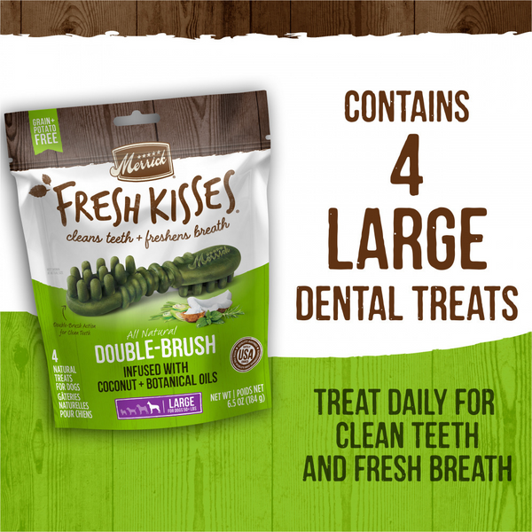 Merrick Fresh Kisses Coconut Oil and Botanics Dental Dog Chews Large