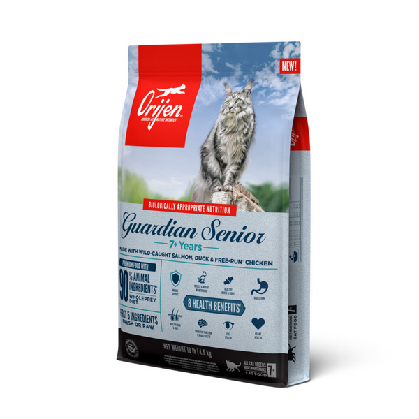 Orijen Dry Senior Cat Food Grain Free Premium High Protein Fresh & Raw Animal Ingredient Guardian Senior