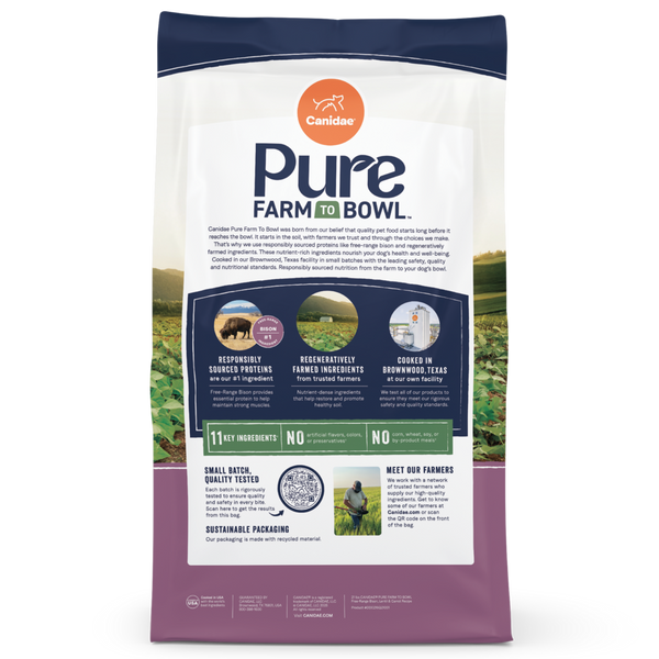 Canidae Pure Farm To Bowl Free-Range Bison, Lentil & Carrot Recipe Dog Food