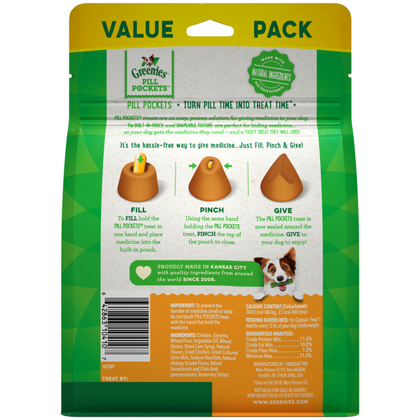 Greenies Pill Pockets Canine Chicken Flavor Dog Treats