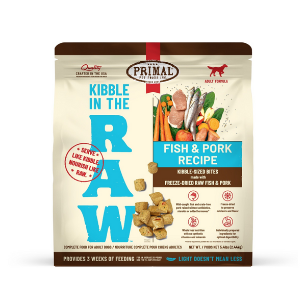 Primal Canine Fish & Pork Recipe Kibble in the Raw