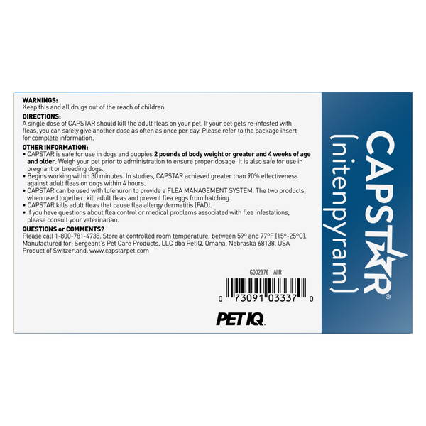 Capstar Flea Tablets for Small Dogs 5-25 lbs