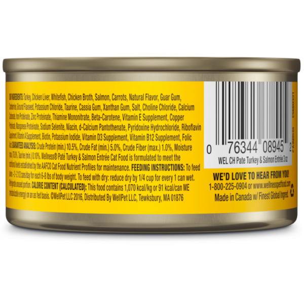 Wellness Complete Health Natural Grain Free Turkey and Salmon Pate Wet Canned Cat Food