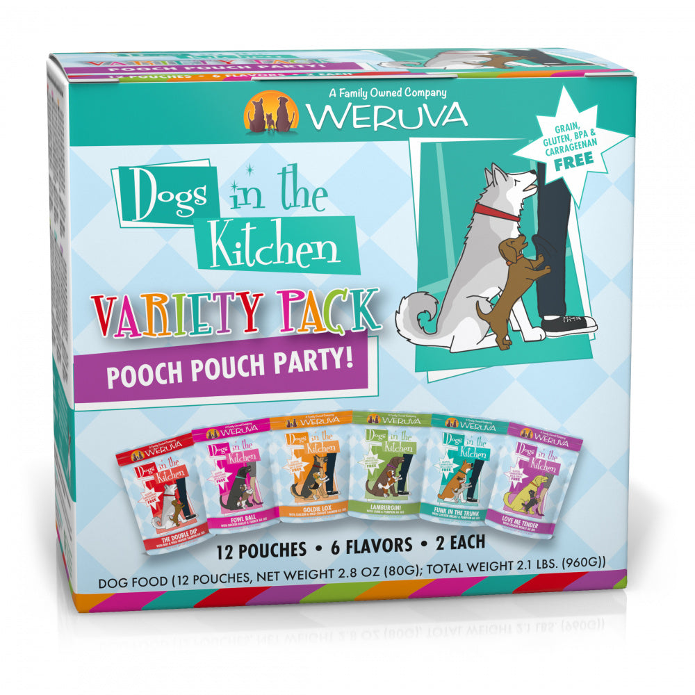 Weruva Dogs in the Kitchen Grain Free Pooch Pouch Party! Variety Pack Wet Dog Food Pouches