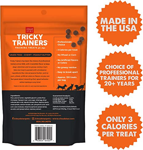 Cloud Star Tricky Trainers Soft & Chewy Grain Free Peanut Butter Dog Treats