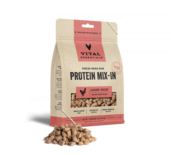 Vital Essentials Freeze Dried Raw Protein Mix In Chicken Recipe Mini Nibs Topper for Dogs
