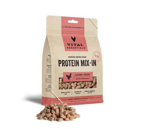 Vital Essentials Freeze Dried Raw Protein Mix In Chicken Recipe Mini Nibs Topper for Dogs