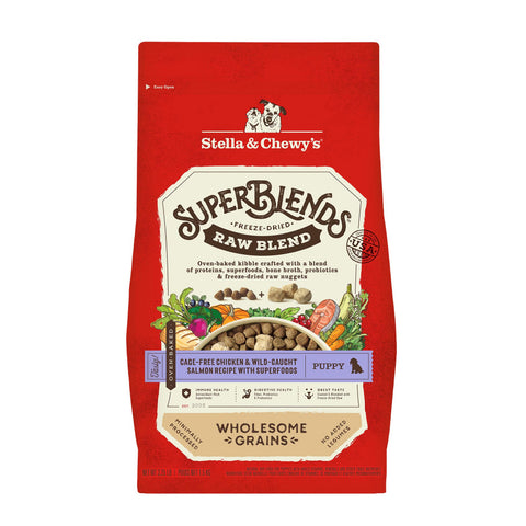 Stella & Chewy's SuperBlends Raw Blend Wholesome Grains Puppy Cage Free Chicken & Wild Caught Salmon Recipe with Superfoods