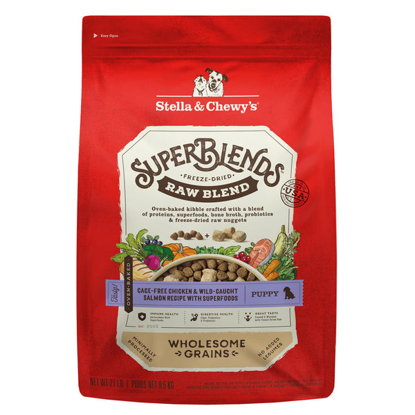 Stella & Chewy's SuperBlends Raw Blend Wholesome Grains Puppy Cage Free Chicken & Wild Caught Salmon Recipe with Superfoods