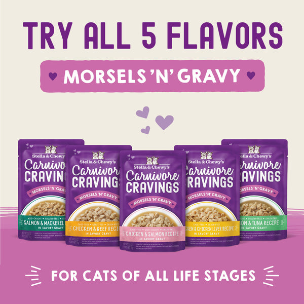 Stella & Chewy's Carnivore Cravings Morsels N Gravy Salmon & Tuna Recipe Pouch Cat Food