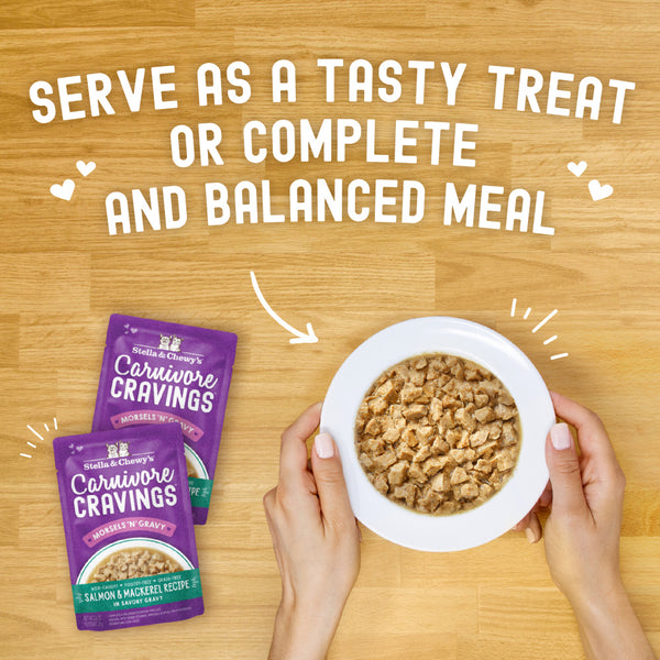 Stella & Chewy's Carnivore Cravings Morsels N Gravy Salmon & Mackerel Recipe Pouch Cat Food